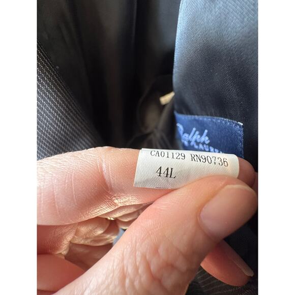 Ralph Ralph Lauren Men’s 44L Wool Blazer Sport Coat Black Micro Stripe Jacket - Picture 3 of 9